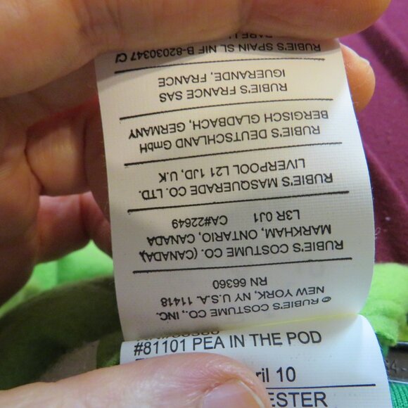 Baby Pea in a Pod w Hat Bodysuit Halloween Costume Vegetable plush - Picture 9 of 10